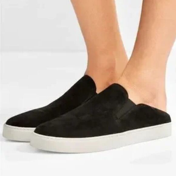 VINCE Garvey Suede Slip-on Mules Sneakers Black 38.5 - Picture 2 of 11